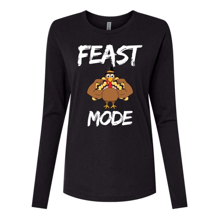 Feast Mode Thanksgiving Turkey Biceps Womens Cotton Relaxed Long Sleeve T-Shirt