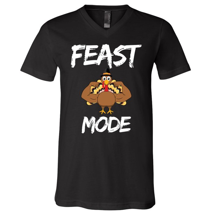 Feast Mode Thanksgiving Turkey Biceps V-Neck T-Shirt