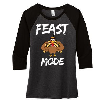 Feast Mode Thanksgiving Turkey Biceps Women's Tri-Blend 3/4-Sleeve Raglan Shirt