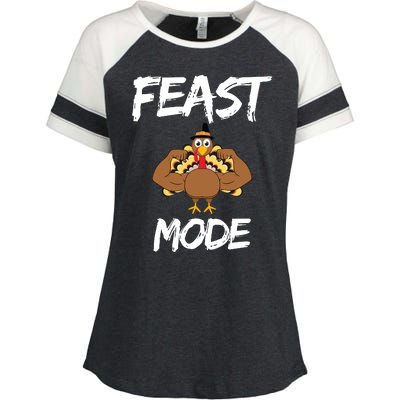 Feast Mode Thanksgiving Turkey Biceps Enza Ladies Jersey Colorblock Tee