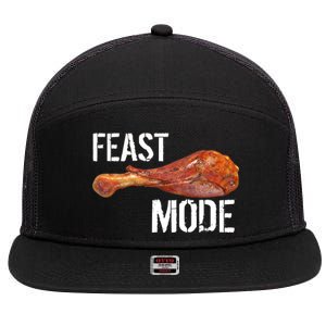 Feast Mode Thanksgiving Turkey Leg 7 Panel Mesh Trucker Snapback Hat