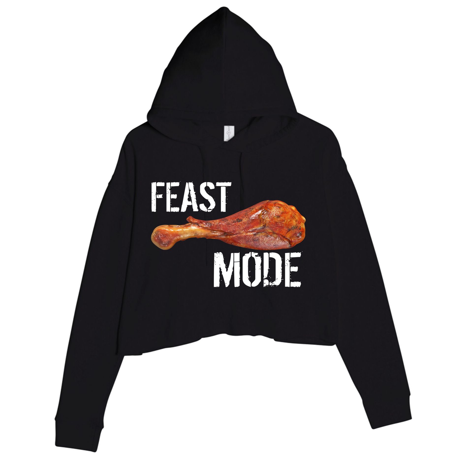 Feast Mode Thanksgiving Turkey Leg Crop Fleece Hoodie