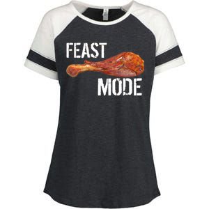 Feast Mode Thanksgiving Turkey Leg Enza Ladies Jersey Colorblock Tee