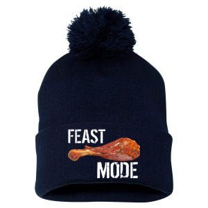 Feast Mode Thanksgiving Turkey Leg Pom Pom 12in Knit Beanie