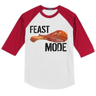 Feast Mode Thanksgiving Turkey Leg Kids Colorblock Raglan Jersey