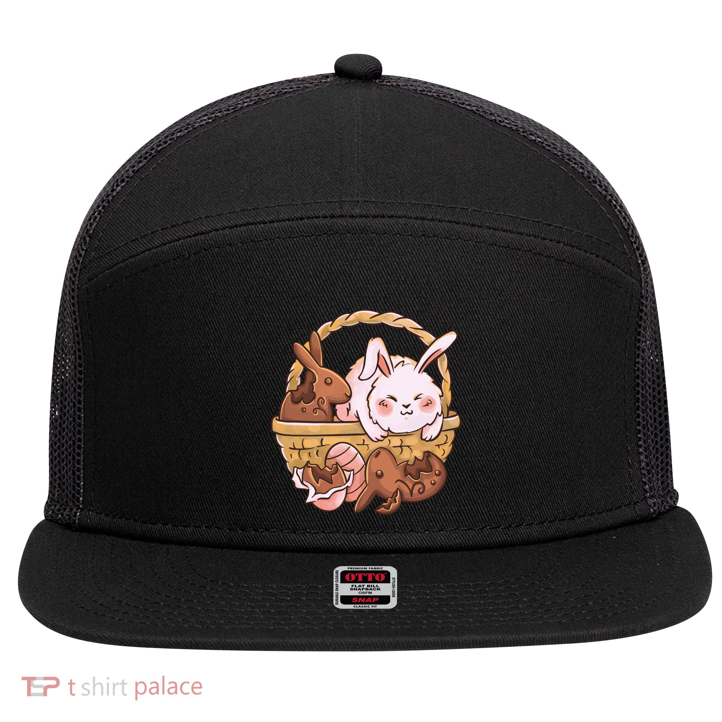Fat Easter Bunny Cute 7 Panel Mesh Trucker Snapback Hat