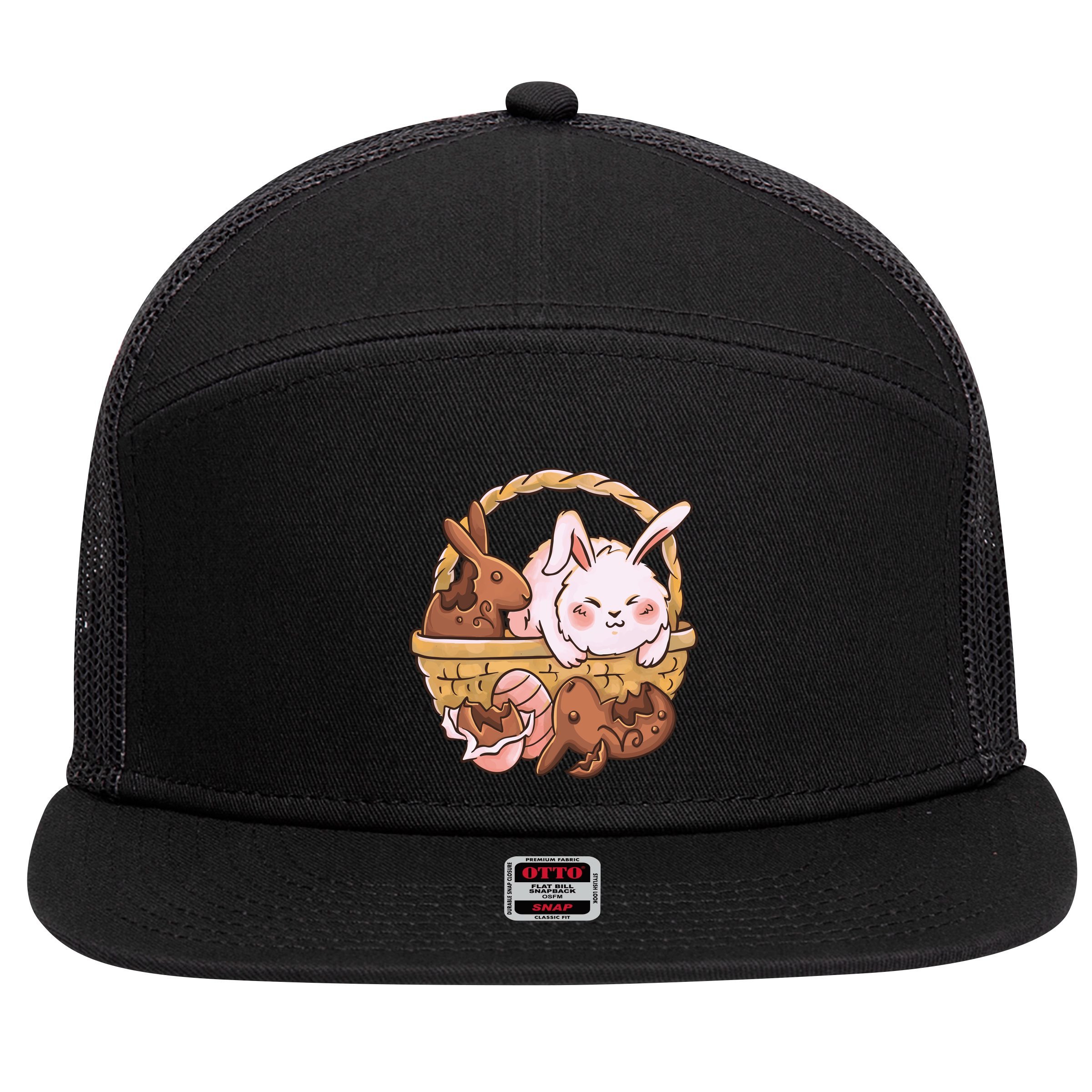 Fat Easter Bunny Cute 7 Panel Mesh Trucker Snapback Hat