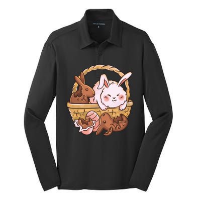 Fat Easter Bunny Cute Silk Touch Performance Long Sleeve Polo