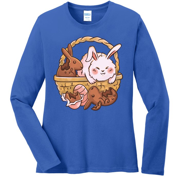 Fat Easter Bunny Cute Ladies Long Sleeve Shirt