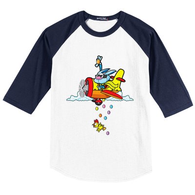 Fun Easter Bunny Egg Hunt Airplane Gift Baseball Sleeve Shirt