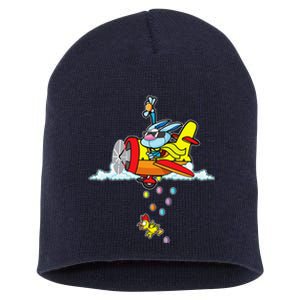 Fun Easter Bunny Egg Hunt Airplane Gift Short Acrylic Beanie