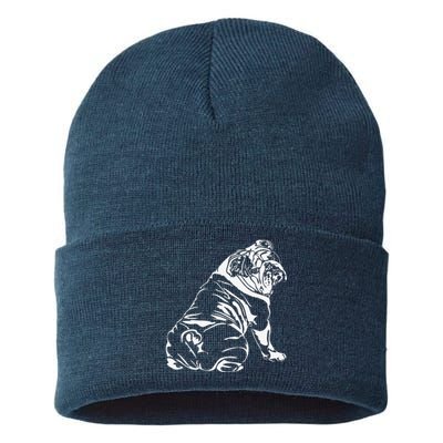 Funny English Bulldog Dog Hund Tee Gift Sustainable Knit Beanie