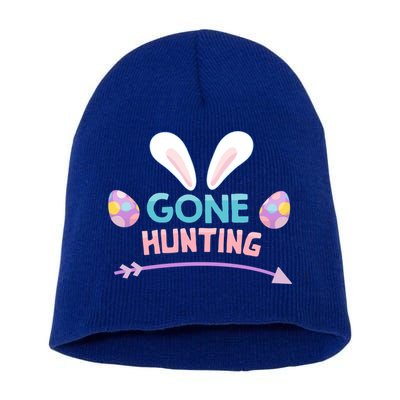Funny Easter Basket Egg Gone Hunting Funny Gift Short Acrylic Beanie