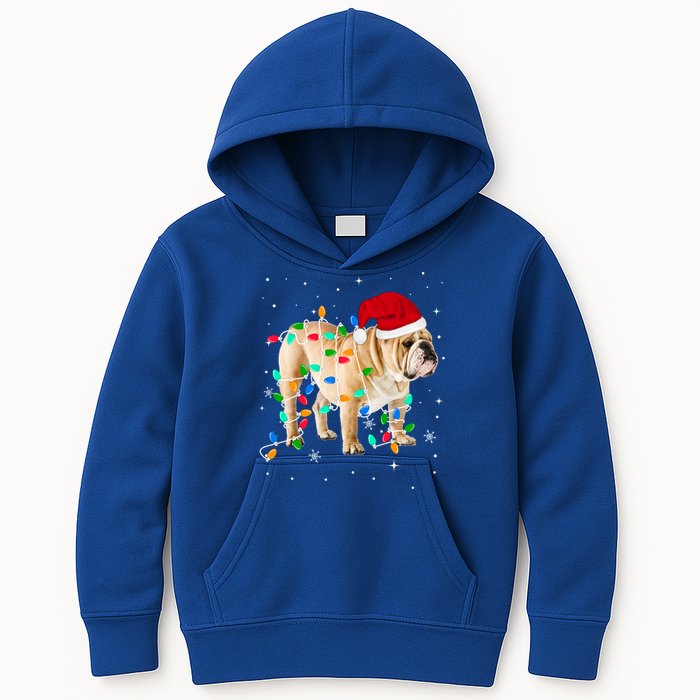 Funny English Bulldog Christmas Light Funny Gift Xmas Gift Kids Hoodie