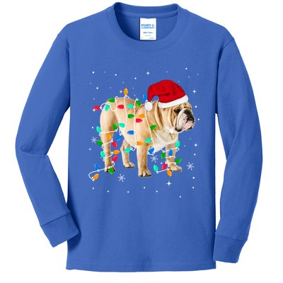 Funny English Bulldog Christmas Light Funny Gift Xmas Gift Kids Long Sleeve Shirt