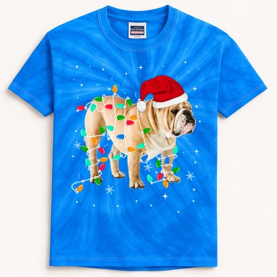 Funny English Bulldog Christmas Light Funny Gift Xmas Gift Kids Tie-Dye T-Shirt