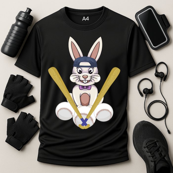 Funny Easter Bunny With Baseball Cap Baseball Lover Pitcher Funny Gift Cooling Performance Crew T-Shirt