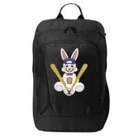 Funny Easter Bunny With Baseball Cap Baseball Lover Pitcher Funny Gift City Backpack