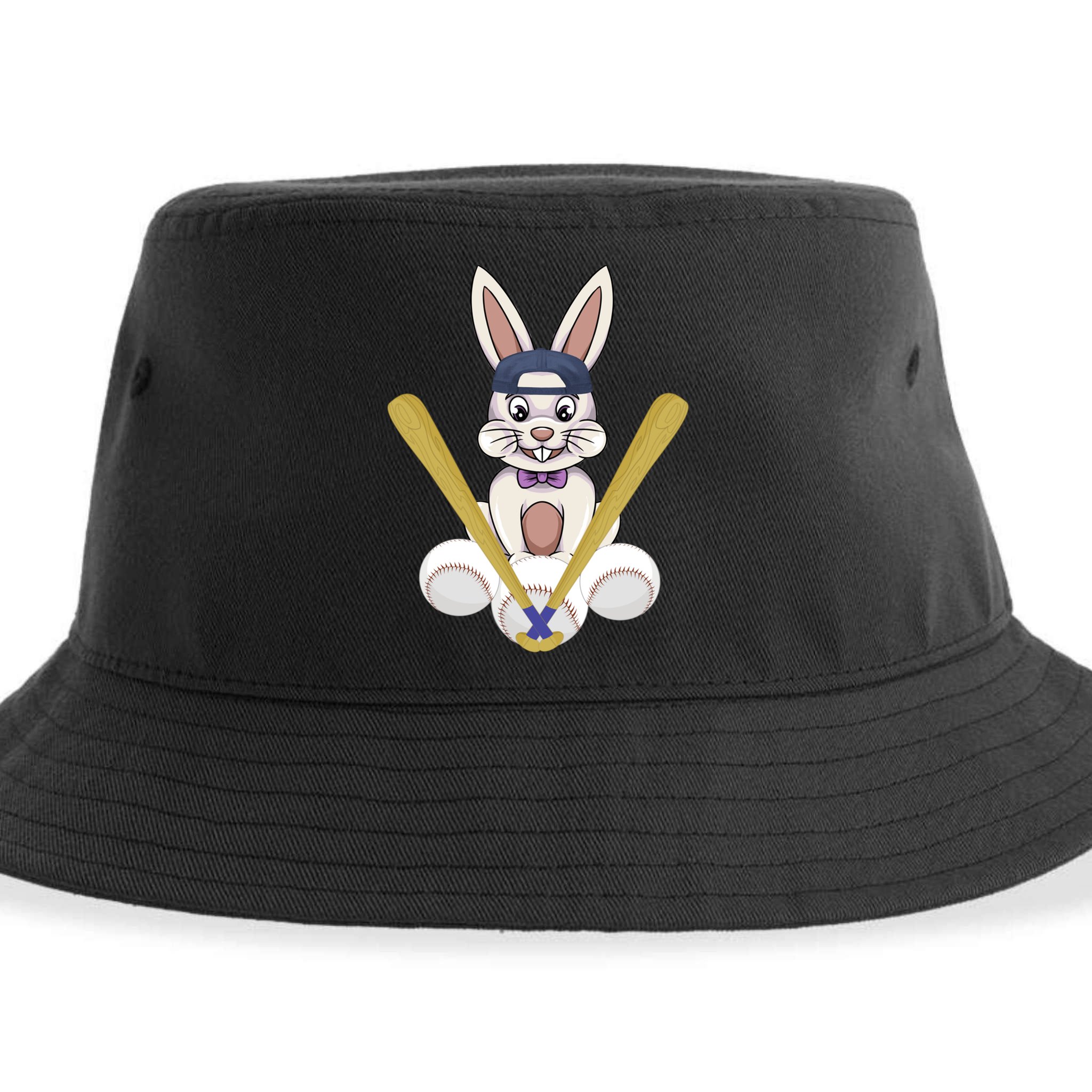 Funny Easter Bunny With Baseball Cap Baseball Lover Pitcher Funny Gift Sustainable Bucket Hat