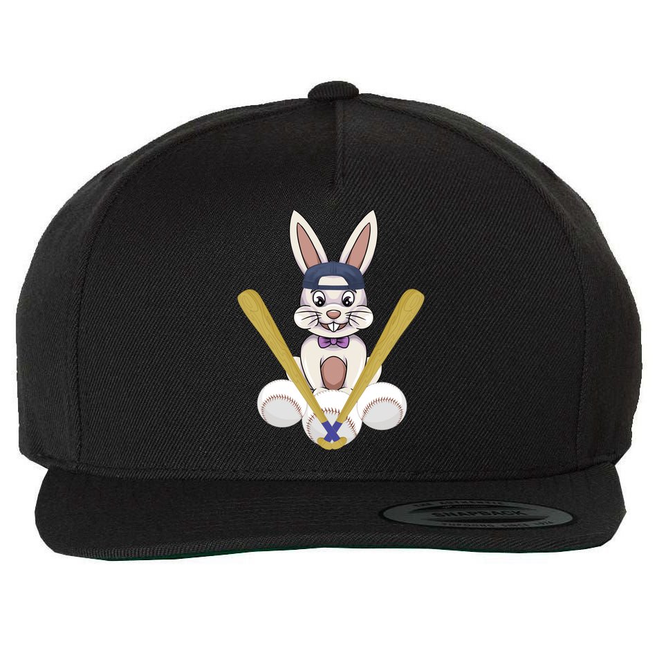 Funny Easter Bunny With Baseball Cap Baseball Lover Pitcher Funny Gift Wool Snapback Cap