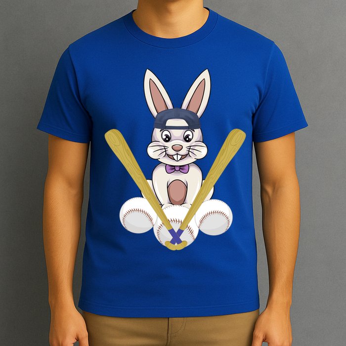 Funny Easter Bunny With Baseball Cap Baseball Lover Pitcher Funny Gift T-Shirt