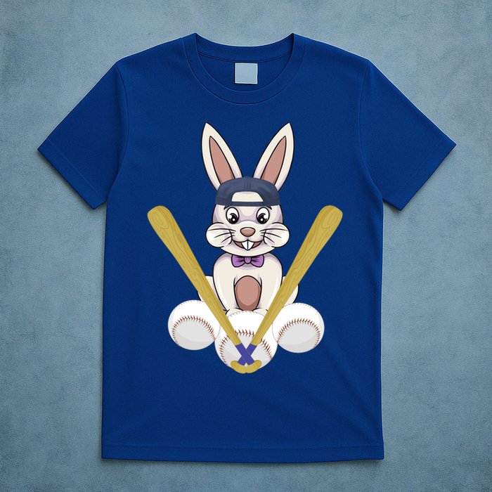 Funny Easter Bunny With Baseball Cap Baseball Lover Pitcher Funny Gift T-Shirt