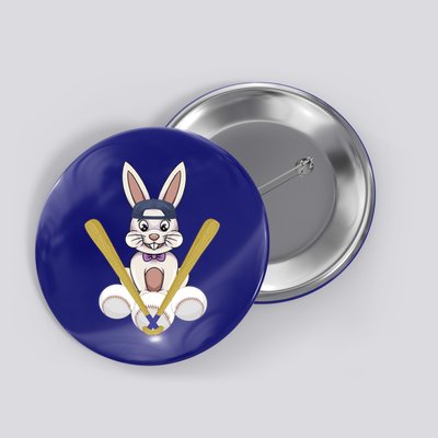 Funny Easter Bunny With Baseball Cap Baseball Lover Pitcher Funny Gift Button