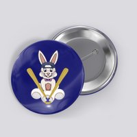 Funny Easter Bunny With Baseball Cap Baseball Lover Pitcher Funny Gift Button
