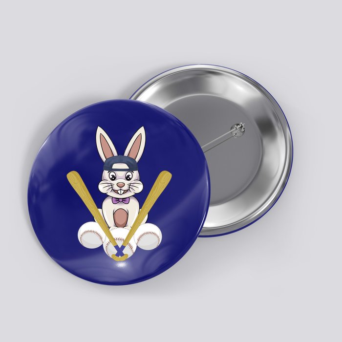 Funny Easter Bunny With Baseball Cap Baseball Lover Pitcher Funny Gift Button