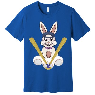 Funny Easter Bunny With Baseball Cap Baseball Lover Pitcher Funny Gift Premium T-Shirt