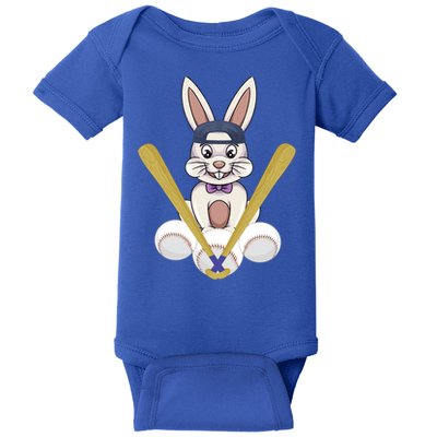 Funny Easter Bunny With Baseball Cap Baseball Lover Pitcher Funny Gift Baby Bodysuit