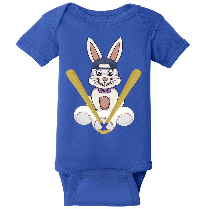 Funny Easter Bunny With Baseball Cap Baseball Lover Pitcher Funny Gift Baby Bodysuit