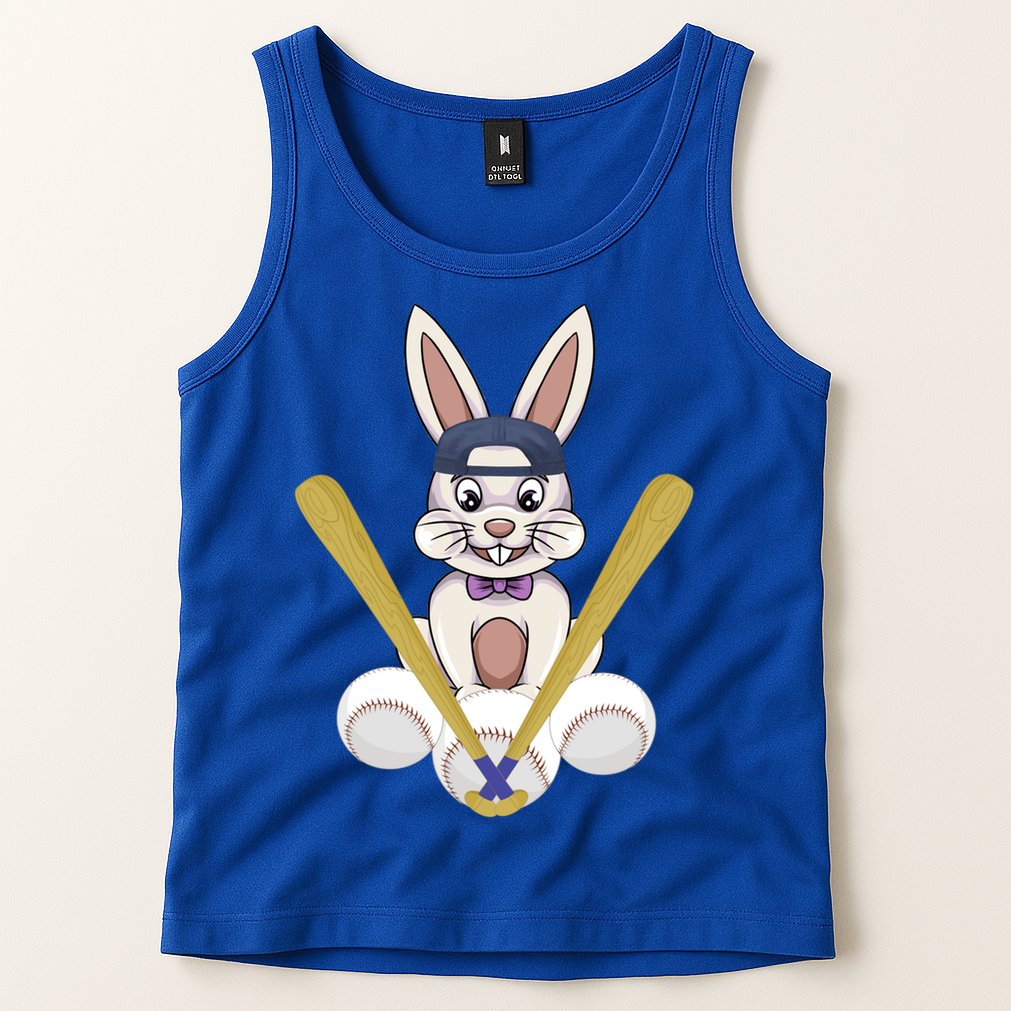 Funny Easter Bunny With Baseball Cap Baseball Lover Pitcher Funny Gift Tank Top