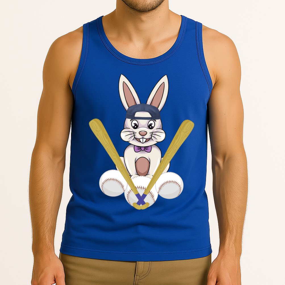 Funny Easter Bunny With Baseball Cap Baseball Lover Pitcher Funny Gift Tank Top