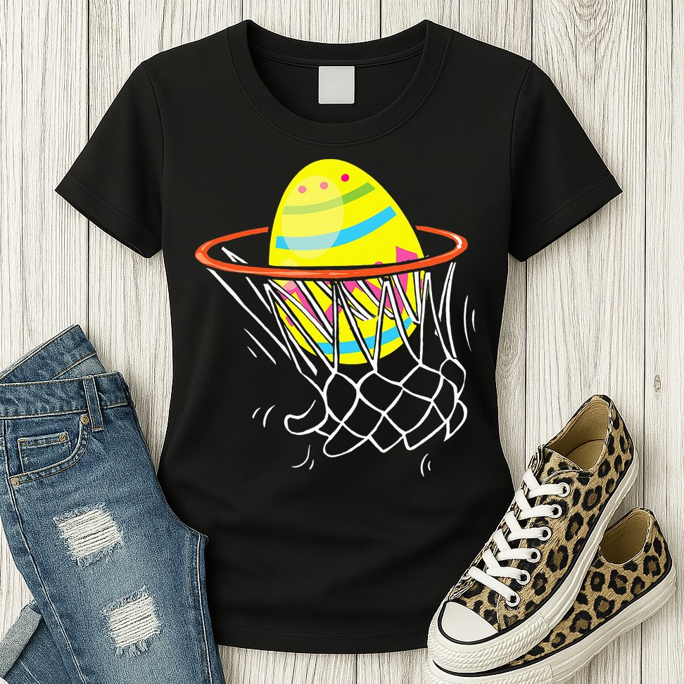 Funny Easter Basketball Egg Hunting Womens T-Shirt