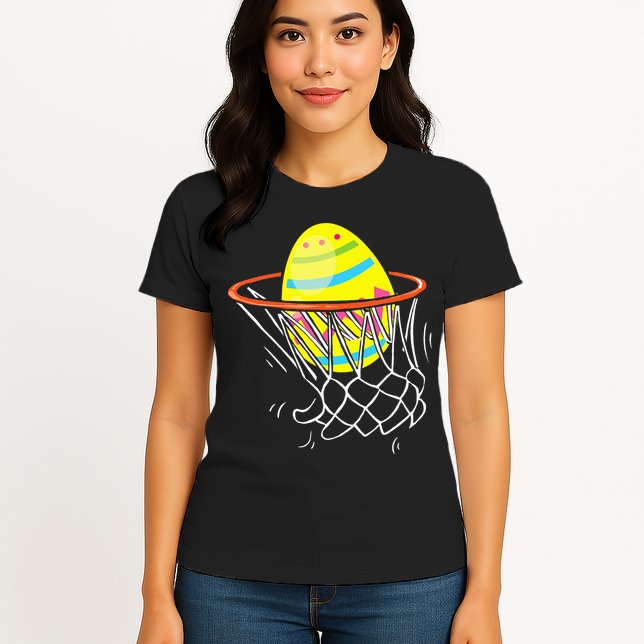 Funny Easter Basketball Egg Hunting Womens T-Shirt