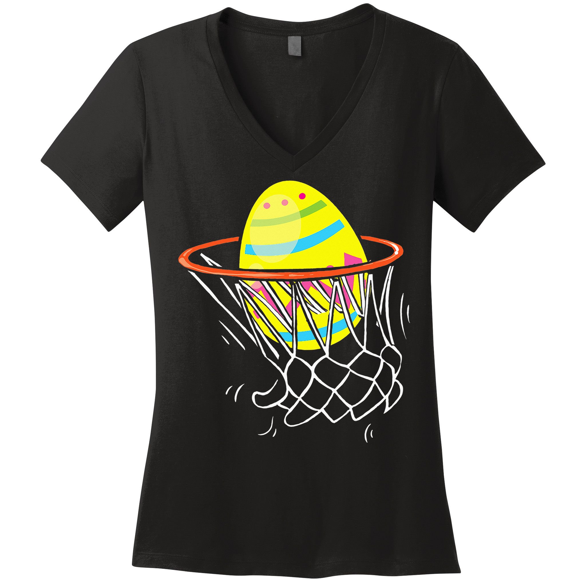 Funny Easter Basketball Egg Hunting Women's V-Neck T-Shirt