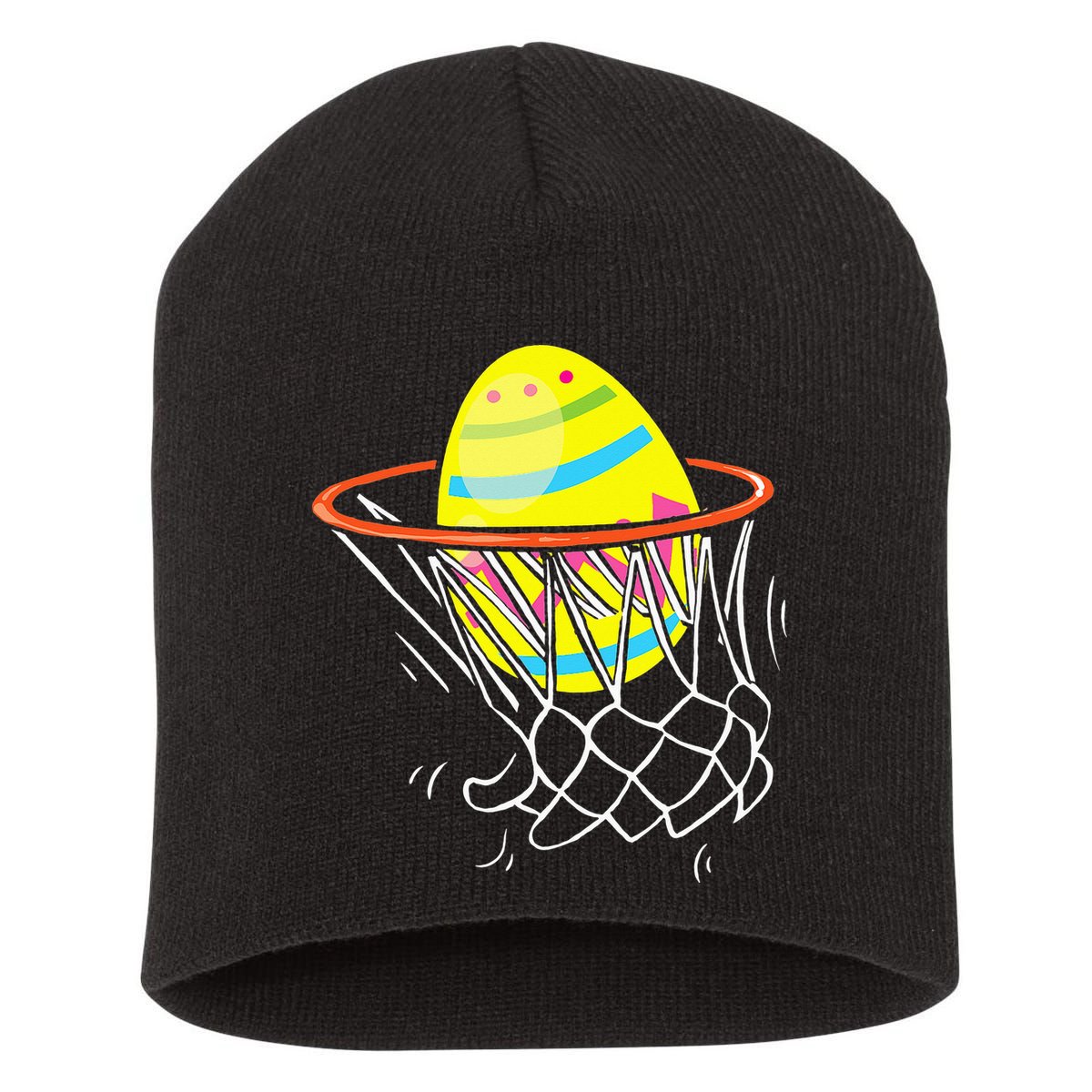 Funny Easter Basketball Egg Hunting Short Acrylic Beanie