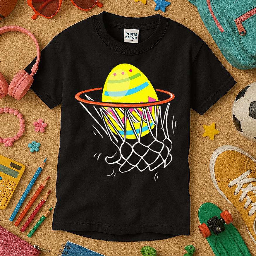 Funny Easter Basketball Egg Hunting Kids T-Shirt