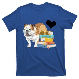 Funny English Bulldog Stack Of Books Book Lover Dog Owner Meaningful Gift T-Shirt