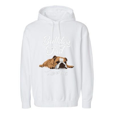 Funny English Bulldog Bulldog Dad Life Is Ruff Garment-Dyed Fleece Hoodie