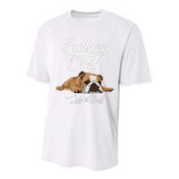 Funny English Bulldog Bulldog Dad Life Is Ruff Performance Sprint T-Shirt