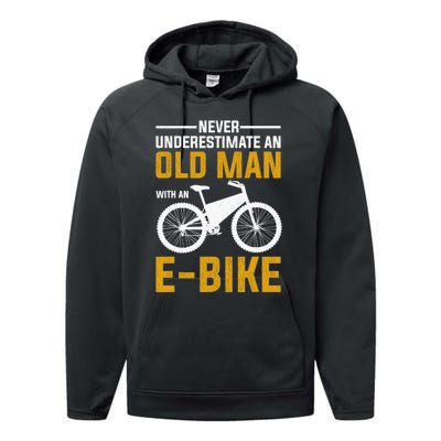  Funny Electric Bike Design Old Man With An E-Bike Performance Fleece Hoodie