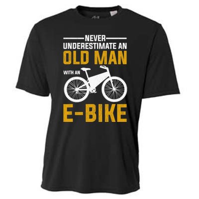  Funny Electric Bike Design Old Man With An E-Bike Cooling Performance Crew T-Shirt