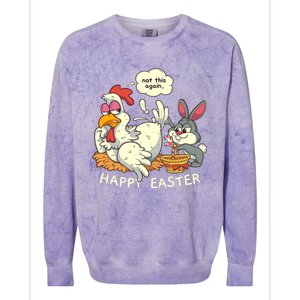 Funny Easter Bunny Collecting Easter Egg From Hen Easter Colorblast Crewneck Sweatshirt