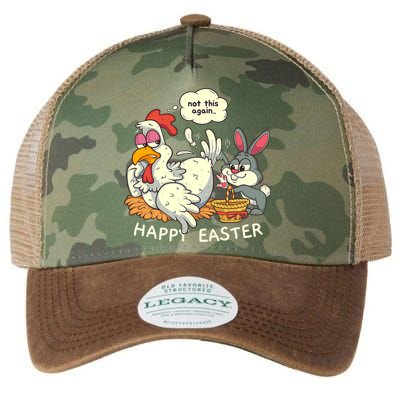 Funny Easter Bunny Collecting Easter Egg From Hen Easter Legacy Tie Dye Trucker Hat