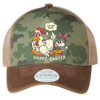 Funny Easter Bunny Collecting Easter Egg From Hen Easter Legacy Tie Dye Trucker Hat