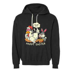 Funny Easter Bunny Collecting Easter Egg From Hen Easter Garment-Dyed Fleece Hoodie