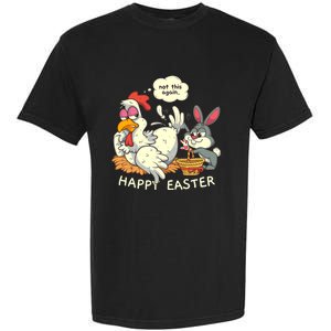 Funny Easter Bunny Collecting Easter Egg From Hen Easter Garment-Dyed Heavyweight T-Shirt