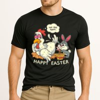 Funny Easter Bunny Collecting Easter Egg From Hen Easter Performance Shirt